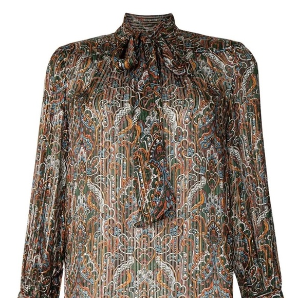 VERONICA BEARD Zaylee Silk Paisley Tie-Neck Blouse - Picture 9 of 12